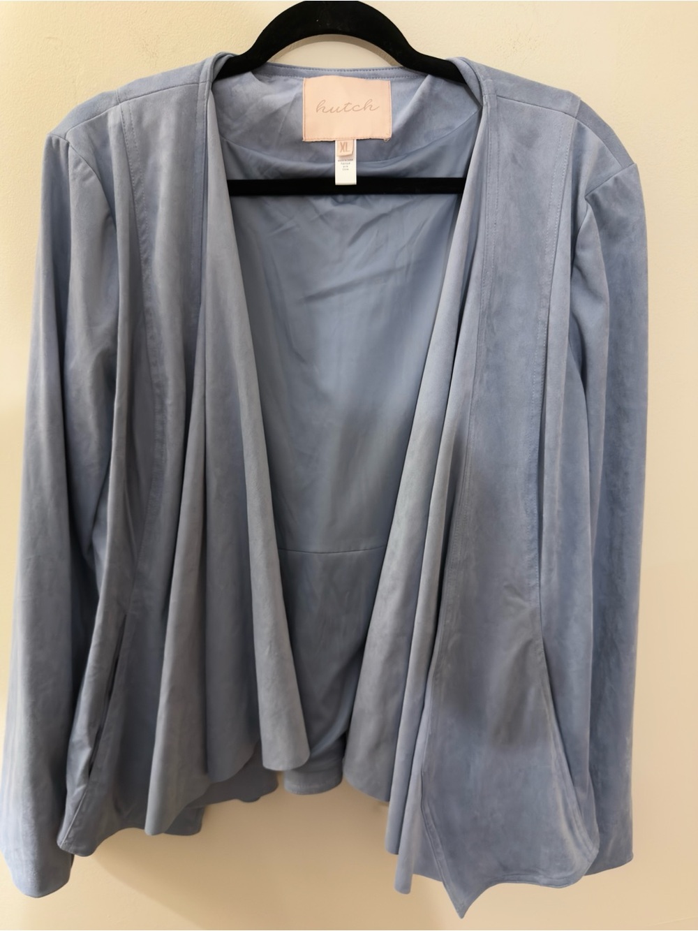 Hutch Pastel Blue Open-Front Suede Blazer